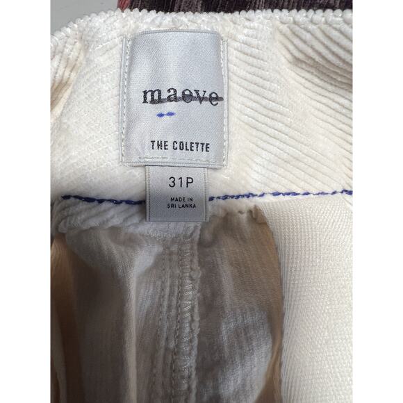 Anthropologie Maeve Colette Size 31 Petite Cropped Corduroy Wide Leg Pants Ivory - Picture 8 of 11
